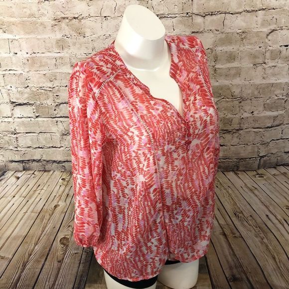 Collective concepts coral chiffon blouse - Picture 2 of 9